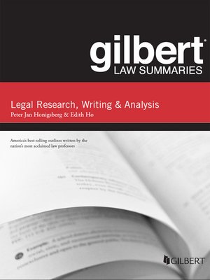 cover image of Gilbert Law Summary on Legal Research, Writing, and Analysis, 12th